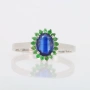 Сребърен пръстен със Сапфир Royal Blue и Цаворити със сертификат , снимка 1