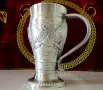 Калаена чаша,халба,релефни ловни картини Елен,Куче, снимка 3