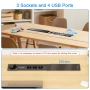 разклонител за вграждане/3 гнезда/15W безжично зарядно/2 USB-C PD 30 W/2 USB-A порта, Inox капак, снимка 5