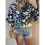 💕Блуза на цветя с ръкави с камбана, снимка 3