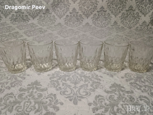 Ретро комплект 6 бр. чаши „Диамант“ – Винтидж Соц класика – НОВИ!