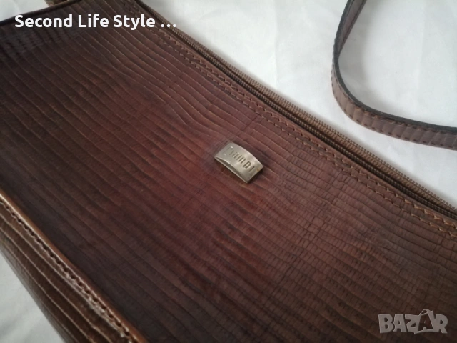 Винтидж италианска чанта за рамо от естествена кожа в кафяв цвят CIAMPI, снимка 15 - Чанти - 54097212