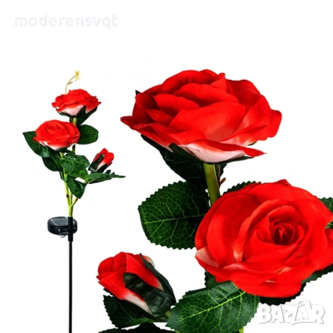 Градинска соларна лампа Роза, снимка 3 - Соларни лампи - 54114162