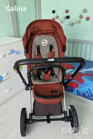 бебешка количка Cybex Priam platinum lux Имен и летен кош, снимка 3 - Детски колички - 55672267