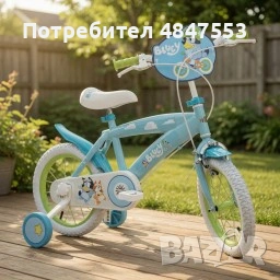 Детски велосипед Bluey 16" със спомагателни колела – светлосин, за деца 5–7 години