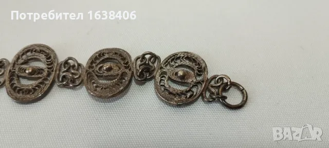 Красива винтидж филигранна гривна – 19 см (Посребрена), снимка 4 - Гривни - 55362078