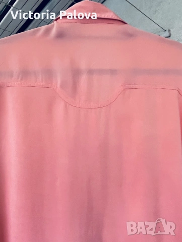 Alberto Fabiani 100% коприна – luxury oversized риза в цвят Peach Amber Италия, снимка 11 - Ризи - 54725647