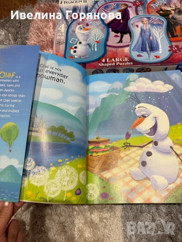 Комплект два пъзела от Замръзналото кралство + книжка , снимка 3 - Игри и пъзели - 54010122