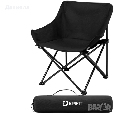 Сгъваем къмпинг стол EPIFIT черен – Здрав, лек и удобен до 120 кг, снимка 12 - Столове - 54839526