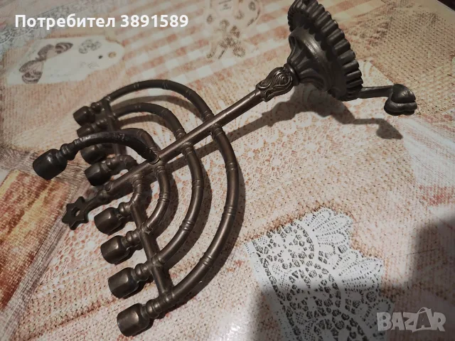 Еврейски свещници 2бр.менора и 1бр.ханикия 2бр.+1бр.свещник ханукия , снимка 9 - Антикварни и старинни предмети - 55534798