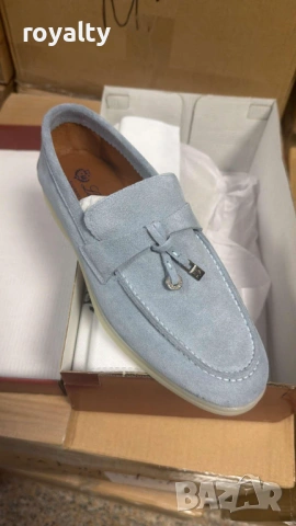 Loro Piana Нови Сини Мокасини Естествен Велур 36-45 Номер 
