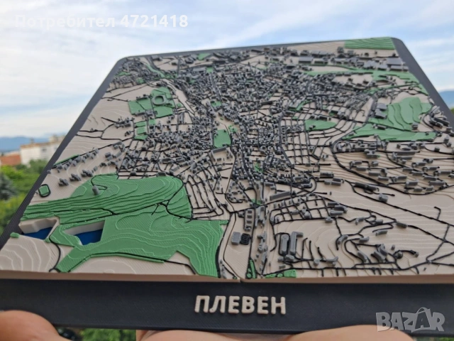 3D Релефна Карта на Плевен – Декоративен Макет / Подарък, снимка 5 - Декорация за дома - 54781820