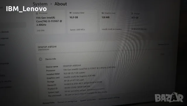 Lenovo ThinkPad T15 Gen 2 FHD IPS 15,6" / i5 1135G7/ SSD 512GB/16GB, снимка 6 - Лаптопи за работа - 55420538