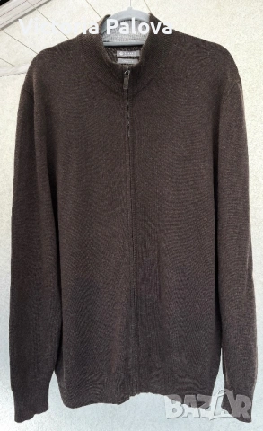 🟤 Galeria  коприна и кашмир, жилетка с цип, фин трикотаж XL, снимка 2 - Блузи - 54082727