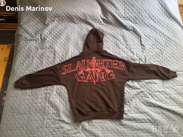 Черен комплект с цип „SLAUGHTER GANG“, снимка 2 - Спортни дрехи, екипи - 55017536