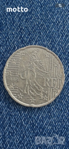 1999 Франция 20 евро цента, снимка 2 - Други ценни предмети - 54612825