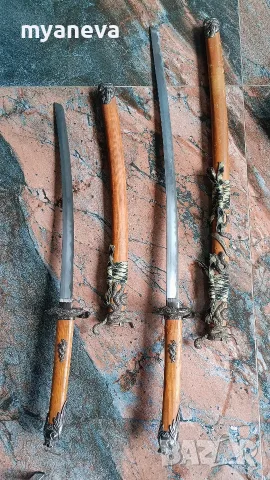 Самурайски мечове , с дървени ножници , кании . , снимка 2 - Бойно оръжие - 55317282