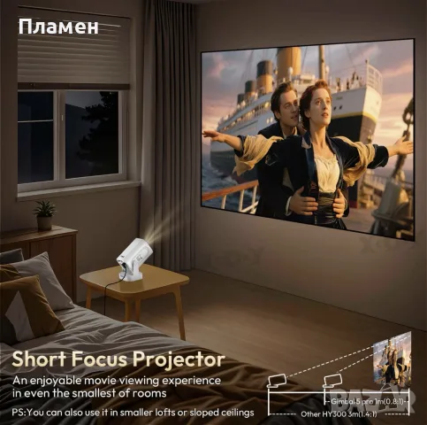 XGODY Gimbal 5 Pro – Смарт проектор Full HD 1080P, WiFi 6, Bluetooth 5.4, Автофокус и Auto Keystone, снимка 8 - Плейъри, домашно кино, прожектори - 55486032