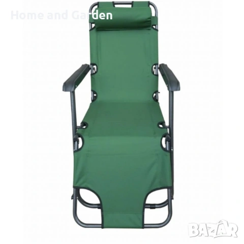 Сгъваем зелен шезлонг с възглавница - комфорт и релакс, снимка 4 - Градински мебели, декорация  - 54026621