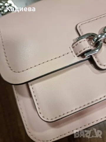 Оригинална чанта от естествена кожа Michael Kors Heather Large Shoulder Bag –Pink, снимка 3 - Чанти - 55412935