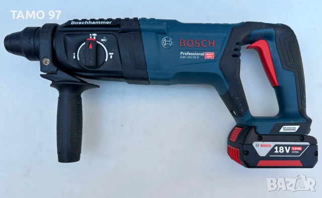 BOSCH GBH 18V-26 D - Безчетков перфоратор 2x18V 5.0Ah като нов!, снимка 4 - Перфоратори - 55222604