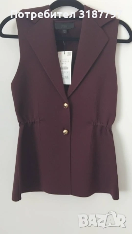 Нов елек ZARA цвят тъмно бордо, снимка 2 - Елеци - 55122712