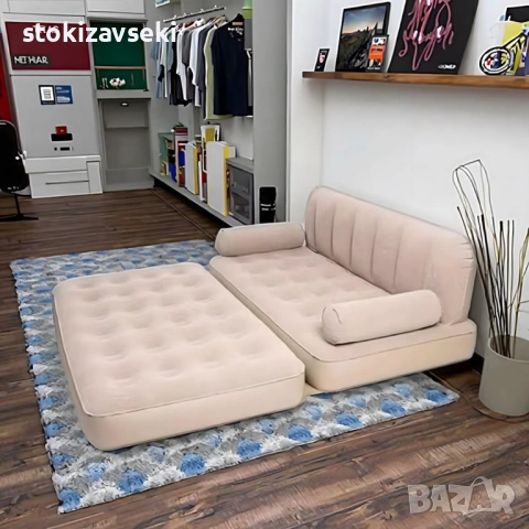 Двоен надуваем матрак с разтегателен диван за спане, снимка 2 - Дивани и мека мебел - 54128835