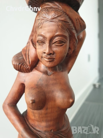 40см ръчна дърворезба статуетка/еротика/азиатска дървена скулптура/фигура на полугола жена, снимка 5 - Статуетки - 54091520