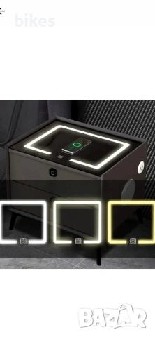 Смарт нощно шкафче Smart Heater LED, Bluetooth, безжично зареждане