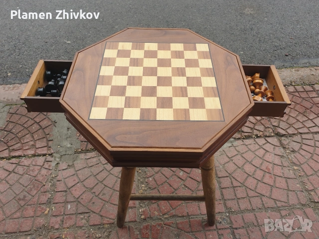 Поръчково изработен дървен шах , снимка 15 - Антикварни и старинни предмети - 53959036