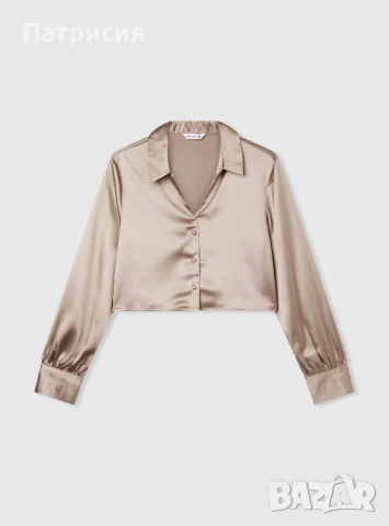 Чисто нова кроп къса сатенена риза цвят шампанско марка Terra Nova, размер M., снимка 2 - Ризи - 54032126