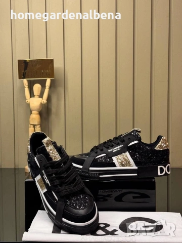 Dolce & Gabbana Portofino Gold Glitter Edition – Дамски обувки | Размери 36–40, снимка 2 - Маратонки - 54314122