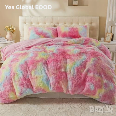 Плюшен спален комплект 220x240см Rainbow Pink
