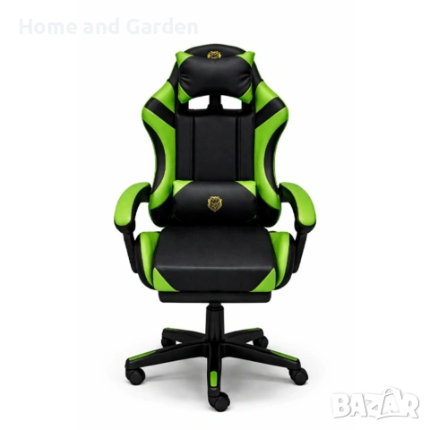 Ергономичен геймърски стол с масажна функция и поставка за крака, PU екокожа, снимка 2 - Столове - 54026709