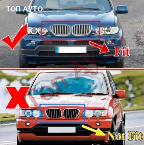 Двойни Бъбреци БМВ BMW Х5 E53 2004 - 2006 LCI Фесйслифт Черен Гланц Решетки, снимка 3 - Аксесоари и консумативи - 54147489