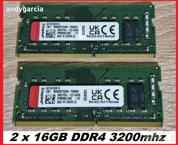 Kingston 32GB KIT (2x 16GB) DDR4 3200mhz PC4 21300 1.2V 260-pin SODIMM RAM Kit за лаптоп рам памет
