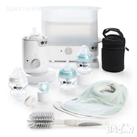 НОВ Tommee Tippee Комплект Електрически парен стерилизатор шишета нагревател за шише торбичка
