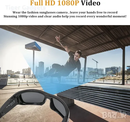 Спортни Bluetooth смарт очила с Full HD 1080P камера, MP3, разговори и UV защита, снимка 3 - Камери - 55421280