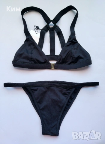 Fella Swim luxury бански в черно с интересни презрамки  