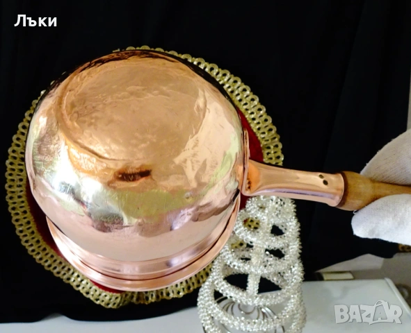 Меден тиган за масло,джезве чиста червена мед., снимка 7 - Антикварни и старинни предмети - 54810650