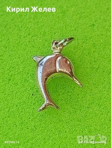 Сребърен медальон във формата на делфин 🐬 нежно Арт бижу 42474, снимка 4 - Колиета, медальони, синджири - 55090381