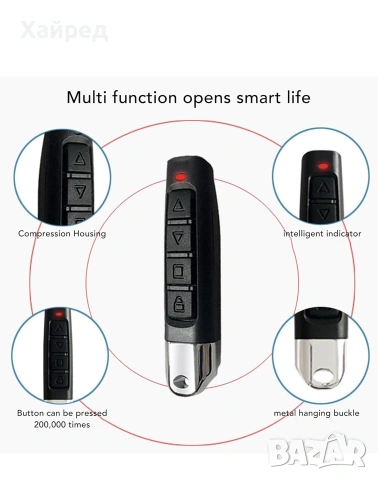 4 бр. Универсални Дистанционни за Гаражна Врата 433MHz, 4 Бутона, Learn Button, снимка 6 - Други - 55152083