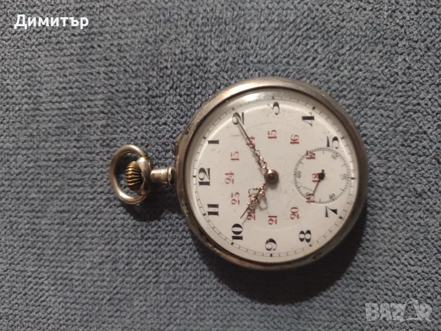 Сребърен стар джобен часовник, снимка 2 - Джобни - 55400044