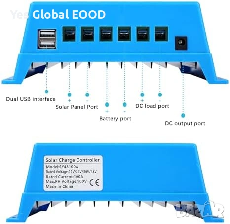 MPPT соларен контролер 100A 12-48V с LCD и USB, снимка 6 - Друга електроника - 55016861