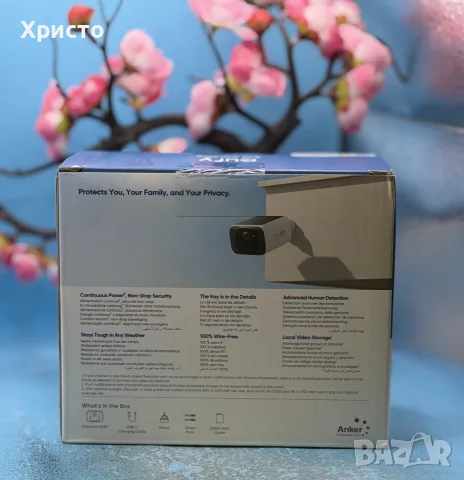 НОВО!!! Безжична соларна камера Eufy SoloCam S220, 2K, 8GB, AI, IP67, снимка 5 - HD камери - 55442390