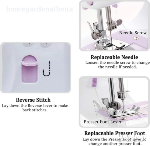 Мини шевна машина 12 вида шева – зигзаг, цип, копчета, вградена светлина, 12м гаранция, снимка 5 - Шевни машини - 54108869