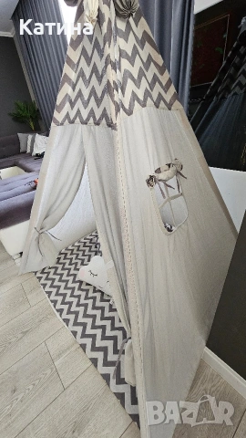 Детска палатка за игра, с прозорец, 3 възглавници, снимка 2 - Играчки за стая - 53993882