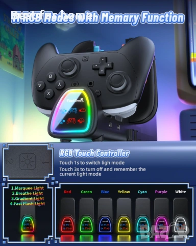 Nintendo Switch 2/1 за JoyCon, станция за зареждане на контролер, снимка 4 - Аксесоари - 54935546