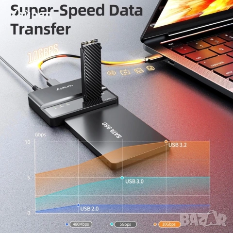 Нов Alxum M.2 NVME SATA SSD корпус външен - 2 в 1 преносим без инструменти, снимка 4 - Ресийвъри, усилватели, смесителни пултове - 49615465