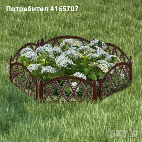 Декоративна кафява градинска ограда 50x30 см – комплект 6 бр., 300 см палисада за цветни лехи и град, снимка 4 - Градински мебели, декорация  - 54823569